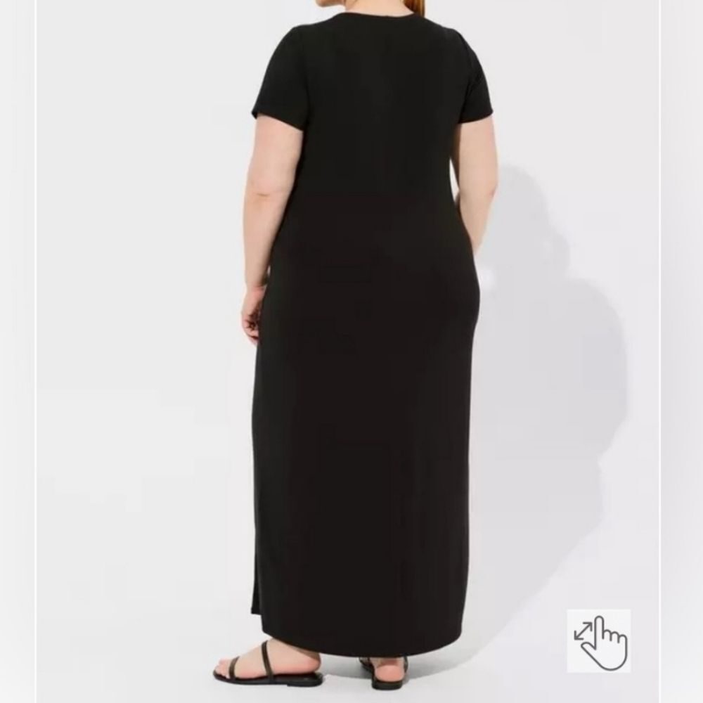 Torrid Black Maxi Jersey Lace Up T-shirt Dress Casual Comfortable Plus Size 2x - Picture 2 of 8